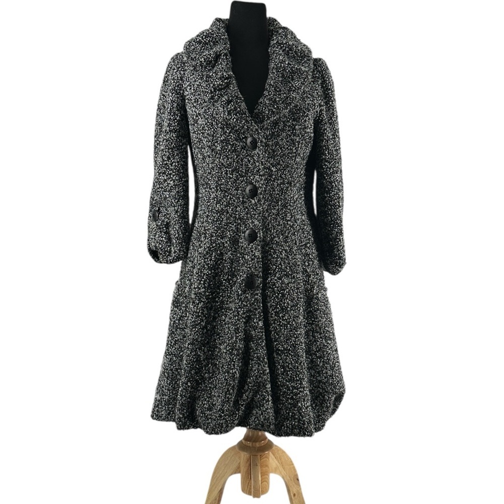 Joseph Ribkoff cardigan salt and pepper boucle coat elegant artsy unique sz 8 - Picture 4 of 8